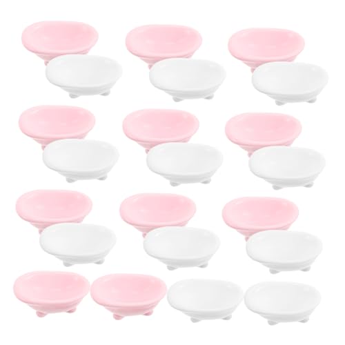 SOIMISS 20 Stück Teiliges Miniatur Badezimmer Kleine Kunststoff Badewannen für Puppenhaus Dekoration Micro Landschaft DIY Zubehör Weiß und Rosa von SOIMISS