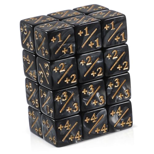 SOIMISS 24 Stück Teiliges Acryl Würfel Zähler mit Plus Minus Token für Spiele Langlebige Ästhetische Spielwürfel für Brettspiele und Lernzwecke Schwarzes Perlmutt Design Vielseitiges von SOIMISS