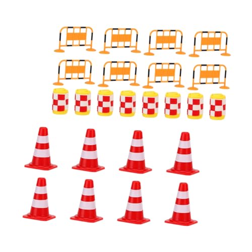 SOIMISS 24 Stück Verkehrsspielzeug Kognitives Straßensperrung Spielzeugschilder Straßenspielzeug Verkehrsschilder Barriere Straßensperre Pädagogisch Gelb Klein Miniatur von SOIMISS