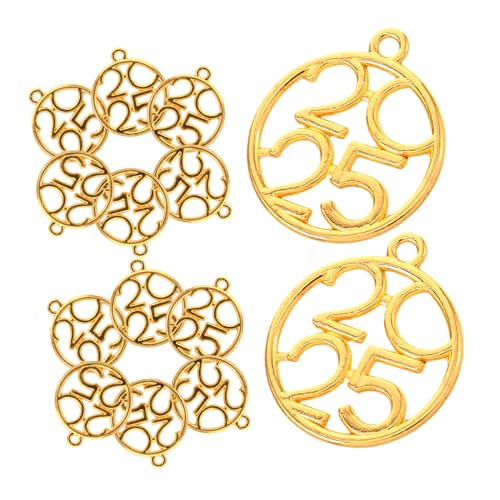 SOIMISS 25 Stück 2025 Metallschmuck Zum Basteln Neujahrszauber 2025 Grad Charme Schmuck Jahres-charme Fotocharme Mit Abschlussquaste Ornamentlegierung Anhänger Aus Metall Legierung Golden von SOIMISS