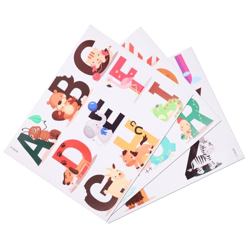 SOIMISS Bunte Buchstaben Aufkleber 26 Stücke Alphabet Sticker für Kinderzimmer Kindergarten Bildungszwecke Selbstklebend Tieralphabet PVC von SOIMISS