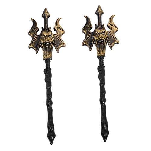 SOIMISS 2St Gewindestange Fork Halloween Dekoration Halloween-Dekoration Halloween-Kostümzubehör Zauberstab Kostüm Teufel-Cosplay-Stütze Simulationswaffen Plastik Golden von SOIMISS