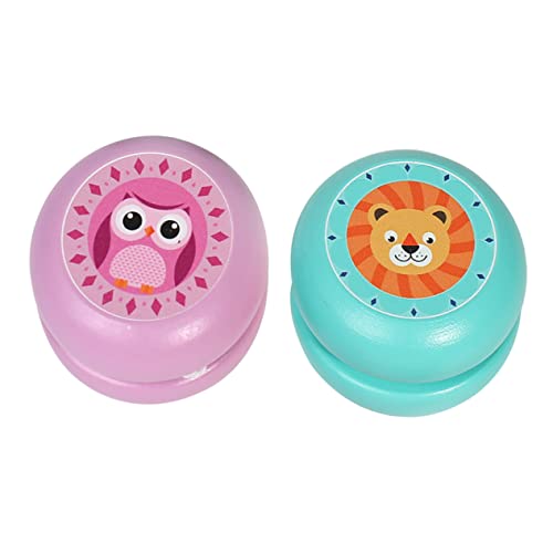 SOIMISS 2Stücke Holz Yoyo mit Cartoon Tier Muster Pädagogisches für Robust und Tragbar Fördert Farberkennung und Handgelenksträken Zufälliger Stil von SOIMISS