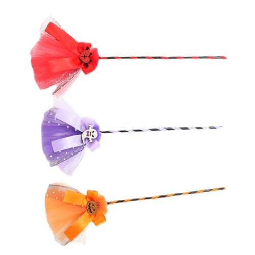SOIMISS 3 STÜCKE Teiliges Halloween Hexenbesen Kunststoff Besen für Cosplay Requisiten Orange Rot für Kostümpartys und Halloween Dekoration von SOIMISS
