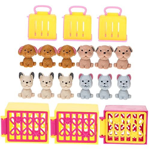 SOIMISS 3 Sätze Teiliges Miniatur Haustier Hundespielzeug mit Miniatur Hundehütte Dekoration für Mini Haus Szenen Handliches Puppenhaus Zubehör als Desktop Deko und Zufällige Farbe von SOIMISS
