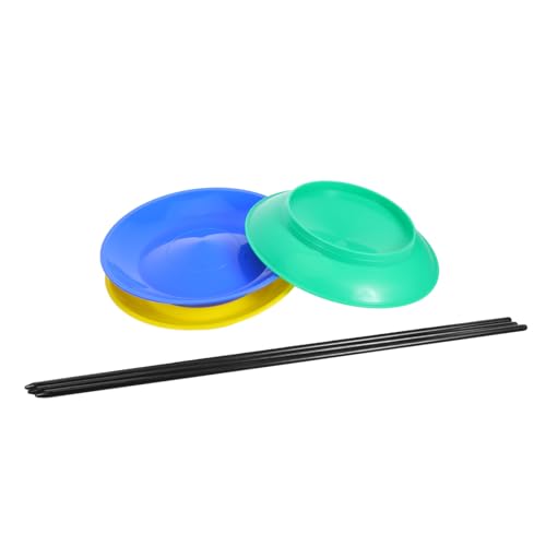 SOIMISS 3 Satz Teiliges Jonglier-Set mit Robusten Kunststoff-tellern und Stäben für Akrobatische Balance-Tricks Tragbare Zirkus-Requisiten für Straßen Bühnenauftritte von SOIMISS