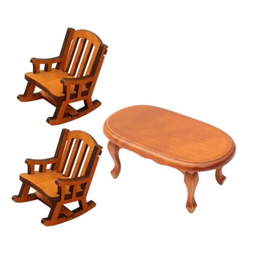 SOIMISS 3 Stück Brauner Tisch Schaukelstuhl Miniatur Holzaccessoires für Kreative Fotografie und DIY Dekoration von SOIMISS