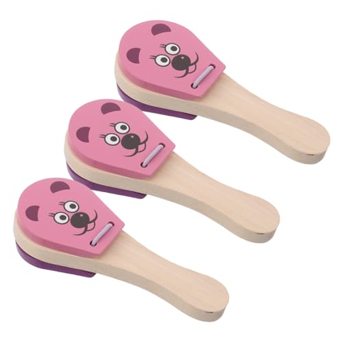 SOIMISS 3 Stück Holz Kastagnetten mit Musikinstrument für Kleinkinder Leicht zu Greifen Fördert Hand Auge Koordination Frühe Musik und Tiererkennungsspielzeuge für Jungen und Mädchen von SOIMISS