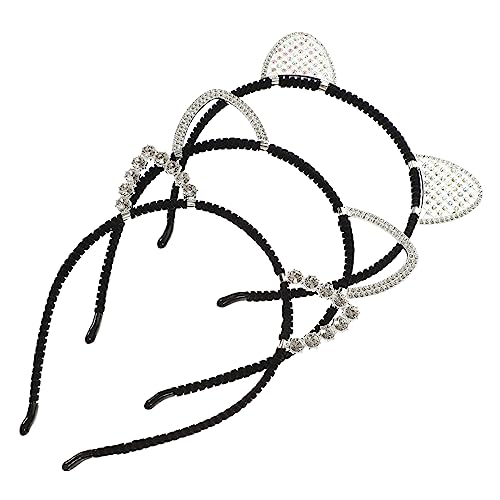 SOIMISS 3 Stück Katzenohren Haarreif Glitzernde Halloween Haarschmuck für Damen Cosplay Dekoration Hochwertige Katzenohren mit Strass für Party und Kostümfest von SOIMISS