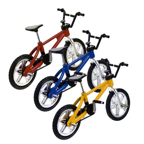 SOIMISS 3 Stück Mini Finger Mountainbike Modell Miniatur Alloy Fahrräder Rot Blau und Gelb als Deko und Lernspielzeug für Jungen von SOIMISS