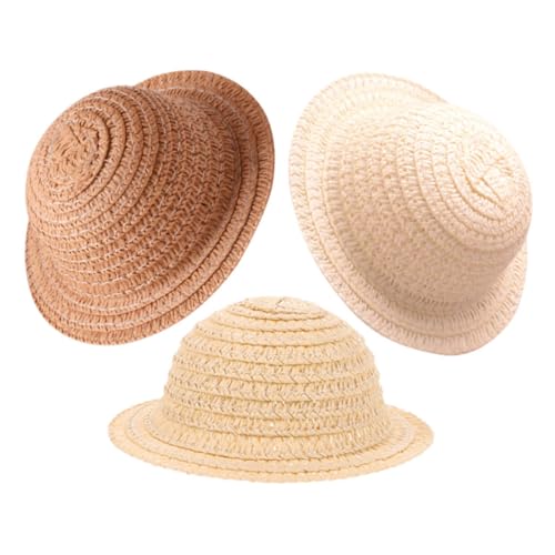 SOIMISS 3 Stück Mini Strohhut für Puppen Handgewebte Kleine Hüte in Naturtönen als Foto Requisite und Bastelaccessoire Passend für Puppen Aller Langlebig und Komfortabel von SOIMISS