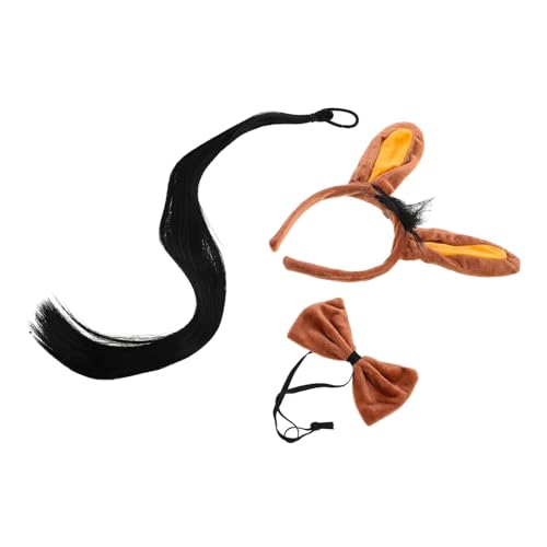 SOIMISS 3 Stück Teiliges Donkey Kostüm Set mit Ohren Stirnband und Fliege Weiches Hautfreundliches Material Detailreiche Tier Accessoires für Halloween Cosplay Partys und Rollenspiele von SOIMISS