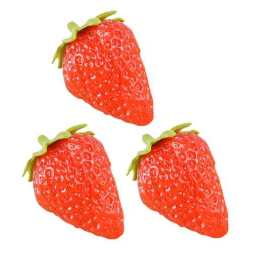 SOIMISS 3 Stück Teiliges Künstliche Erdbeeren aus Weichem PVC Realistische Dekorationen für Fotografie Küchen und Wohnraumgestaltung Lebensechte Modelle für Kindergärten und Food Displays von SOIMISS