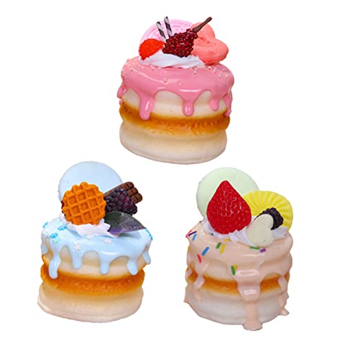 SOIMISS 3 Stück Teiliges Künstliche Kuchenmodelle Realistische Kleine Doppelte Tortendekorationen in Mischfarben Täuschend Echte Fake Cakes für Fotografie Heimdekoration und von SOIMISS