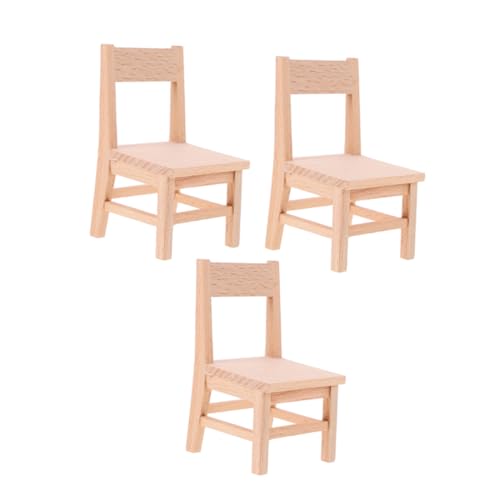 SOIMISS 3 Stück Teiliges Miniatur Holzstühle für Puppenhaus Wohnzimmereinrichtung Kompakte Detailreiche Mini Puppenstühle Realistische Möbelmodelle für Kreative DIY Dekoration und von SOIMISS
