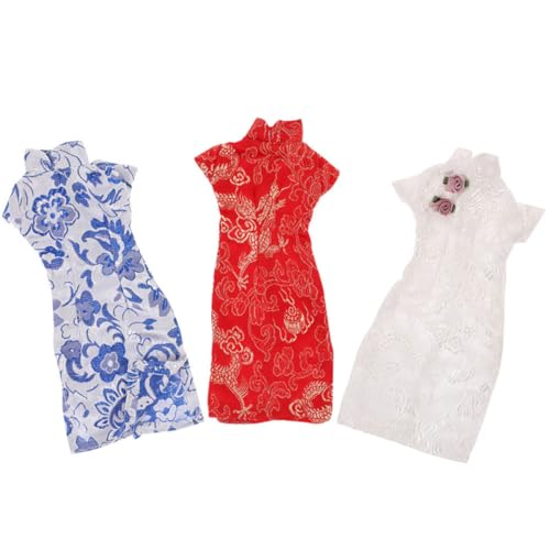 SOIMISS 3 Stück Teiliges Puppen Cheongsam Kleidungsset Chinesische Stil Puppenkleidung Wiederverwendbar Leicht Puppenzubehör für Kreative Spielstunden von SOIMISS