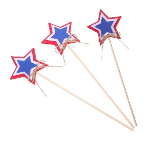 SOIMISS 3 Stück Teiliges Sternförmiges Feenstab aus Holz und Filz Sicheres Partydekor für Unabhängigkeitstag und Kinderfeiern Farbenfrohes Zubehör für Amerikanische Themenpartys von SOIMISS