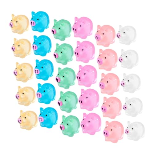 SOIMISS 30 Stück Teiliges Leuchtende Mini Schweinchen aus Resin Langlebige Miniatur Figuren für Mikrolandschaft Niedliche Tischdekoration Handgefertigte Gartendeko in Farben von SOIMISS