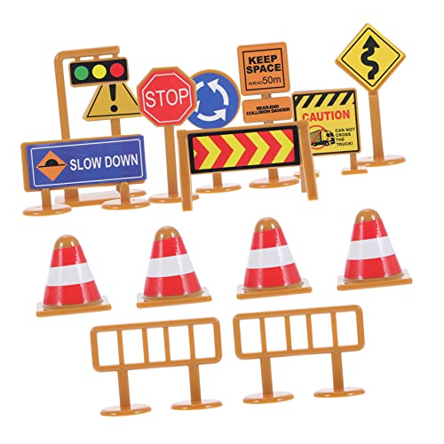 SOIMISS 30 Stück des Straßenschildmodells -mini -Aufkleber Miniatur-verkehrsbarrikadenschild Beschäftigt Frühpädagogisches Kleinkinder Party Papier Yellow von SOIMISS