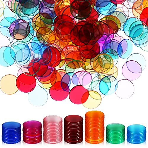 SOIMISS 300 Stück Bingo Chips Transparente Farbige Zählmarker für Karten Klassenzimmer und Partys Robuste Kunststoffspielsteine für Mathematik und Spiele von SOIMISS