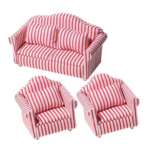 SOIMISS 3Stücke Sofa Teiliges Puppenhaus Möbel Gestreift für Kinderzimmer DIY aus Robustem Material für Puppenfamilien und Spielzeughäuser SOIMISS 3Stücke Sofa Teiliges Puppenhaus Möbel Gestreift für Kinderzimmer DIY aus Robustem Material für Puppenfamilien und Spielzeughäuser von SOIMISS