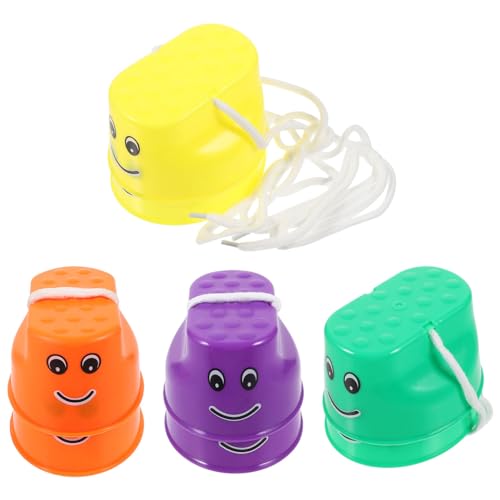 SOIMISS 4 Paare Stelzen aus Dickem Kunststoff rutschfeste Lauf Eimer mit Verstellbarem Seil Outdoor Laufbecher für Gleichgewichtstraining Buntes für Mädchen und Jungen von SOIMISS