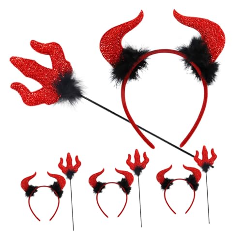 SOIMISS 4 Sätze Teiliges Teufelshorn Set mit Haarreif und Leichtes Halloween Accessoire für Damen und Herren für Karneval Cosplay und Partys von SOIMISS