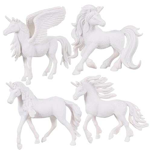 SOIMISS 4 Stück Bemalte Einhorn Modellkunst Tierfigur Zum Bemalen Basteln Kinderfiguren Zum Bemalen Einhornmalerei Bemalbare Figuren Einhorn Mädchen 8–10 Jahre Alt Weißer von SOIMISS