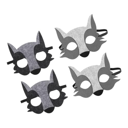 SOIMISS 4 Stück Halbgesicht Wolf Masken für Halloween Cosplay Weiche Filz Masquerade Tiermasken für Kostümpartys Festivals und Verkleidungen von SOIMISS