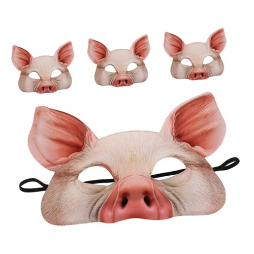 SOIMISS 4 Stück Halloween Schweine Maske Halbgesichts Tiermaske aus Leichtem EVA Atmungsaktiv für Karneval Maskenball und Kostümparty von SOIMISS