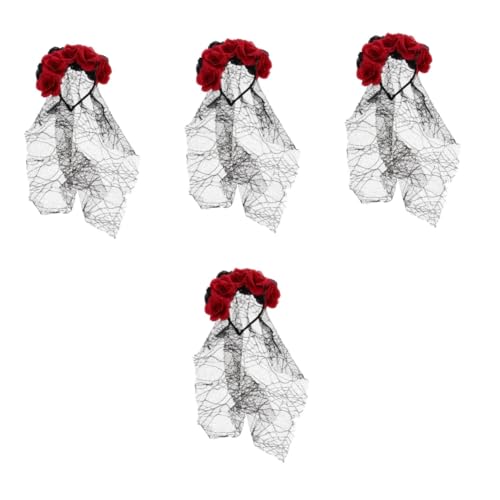 SOIMISS 4 Stück Rosenschleier Floraler Kronenschleier Stirnband Mit Blumenkrone Kopfbedeckung Mit Rosenblütenkrone Blumenschleier Stirnband Schädel-halloween-stirnband Gittergewebe Black SOIMISS 4 Stück Rosenschleier Floraler Kronenschleier Stirnband Mit Blumenkrone Kopfbedeckung Mit Rosenblütenkrone Blumenschleier Stirnband Schädel-halloween-stirnband Gittergewebe Black von SOIMISS