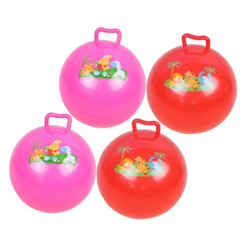 SOIMISS 4 Stück Teiliges Aufblasbare Hüpfbälle mit Griff für Bunte Cartoon Muster Fördert Gleichgewicht und Koordination Leicht und Langlebig für Indoor Outdoor spielspaß Zufällige Farbe von SOIMISS