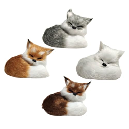 SOIMISS 4 Stück Teiliges Dekorative Plüschfüchse Lebensechte Fuchsform Weiche Kuscheltiere als Niedliche Dekofiguren für Wohnzimmer Schlafzimmer Geschenkidee für Erwachsene von SOIMISS
