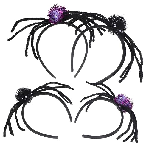 SOIMISS 4 Stück Teiliges Halloween Spinnen Haarreif Weiche Kopfbänder mit Schwarzem und Spinnen Design Verstellbar Bequem Dekoratives Party Accessoire für Kostüm und Cosplay von SOIMISS