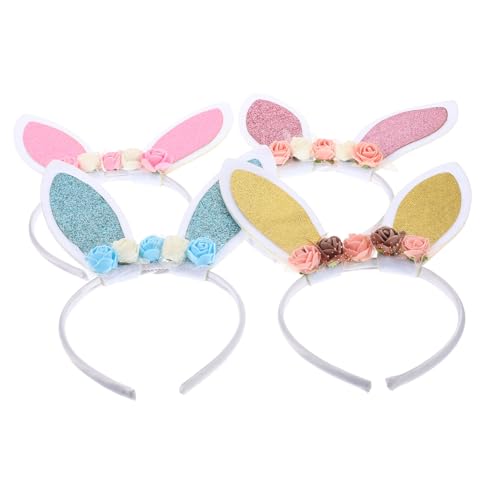 SOIMISS 4 Stück Teiliges Hasenohren Haarreif Künstlichen Blumen Bunte Bunny Ears Stirnbänder für Mädchen Karneval Ostern Kostüm accessoire und Party kopfschmuck von SOIMISS