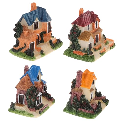 SOIMISS 4 Stück Teiliges Miniatur Resin Haus Lebendige Europäische Landschaftsdeko Detailreiche Haus Ornamente Vielseitig für Feengärten Sukkulenten Bonsai und Tischdeko von SOIMISS