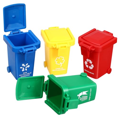 SOIMISS 4 Stück Teiliges Müllsortierspielzeug mit Deckel Langlebige Bunte Mini Abfalleimer für Frühe Bildung Fördert Gedächtnis und Geschicklichkeit Lernspielzeug für Jungen und Mädchen von SOIMISS