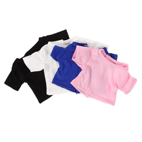SOIMISS 4 Stück Teiliges Puppen t Shirt aus Weichem Stoff Zarte und Dekorative Bärenkostüme in Weiß Blau und Schwarz Einfach Anzuziehen Strapazierfähig für Puppenbekleidung und von SOIMISS