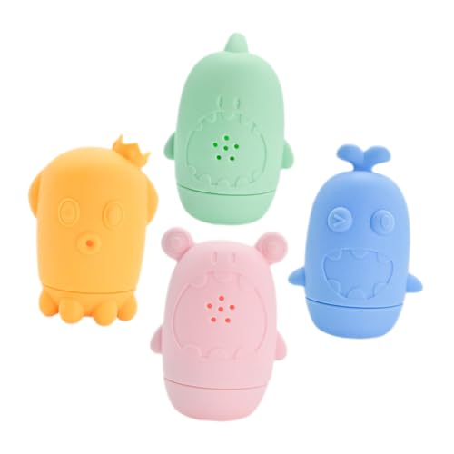 SOIMISS 4 Stück Teiliges Silikon Badespielzeug mit Wasserspritzfunktion Bunte Cartoon Designs Sicher für Kleinkinder Jahre Lustige Badewannenspielzeuge für Poolpartys von SOIMISS
