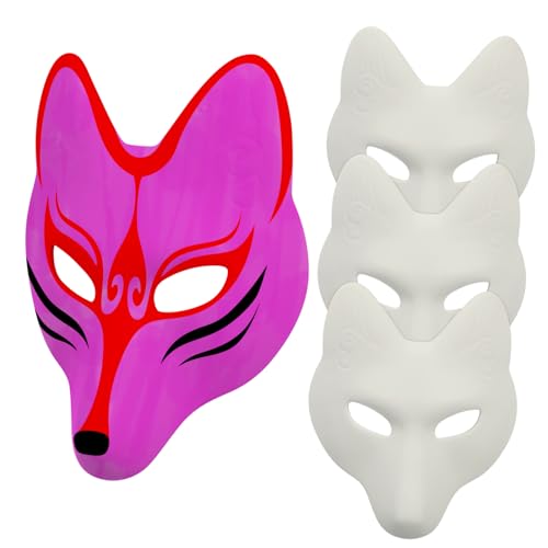 SOIMISS 4 Stück Teiliges Weiße PU Fuchsmasken zum Bemalen DIY Tier Cosplay Masken für Erwachsene Unbemalte Maskerade Masken für Karneval Abschlussball und SOIMISS 4 Stück Teiliges Weiße PU Fuchsmasken zum Bemalen DIY Tier Cosplay Masken für Erwachsene Unbemalte Maskerade Masken für Karneval Abschlussball und von SOIMISS