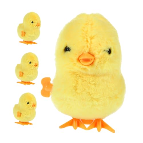 SOIMISS 4 Stück Teiliges Wind Up Hühnchen Lustige Springende Plüschküken Kinderfreundlich Osterkörbchen Stuffer Langlebig und Einfach zu Bedienen von SOIMISS