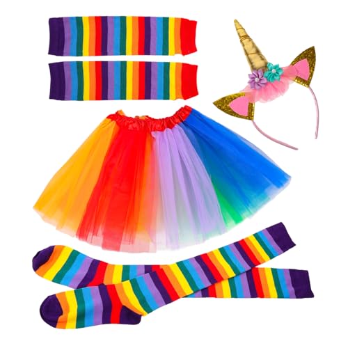 SOIMISS 4stücke Teiliges Regenbogen Kostüm-set Für Erwachsene Tutu Rock Handgelenk-handschuhe Socken Und Einhorn Haarreif Für Partys Und Fotografie SOIMISS 4stücke Teiliges Regenbogen Kostüm-set Für Erwachsene Tutu Rock Handgelenk-handschuhe Socken Und Einhorn Haarreif Für Partys Und Fotografie von SOIMISS