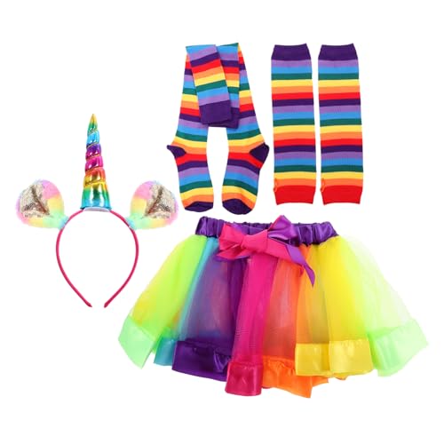 SOIMISS 4 Teiliges Regenbogen Tutu Rock Set Für ädchen Mit Kopfbedeckung Handschuhen Und Strümpfen Perfekt Für Partys Und Kostümpartys Größe Rocklänge SOIMISS 4 Teiliges Regenbogen Tutu Rock Set Für ädchen Mit Kopfbedeckung Handschuhen Und Strümpfen Perfekt Für Partys Und Kostümpartys Größe Rocklänge von SOIMISS