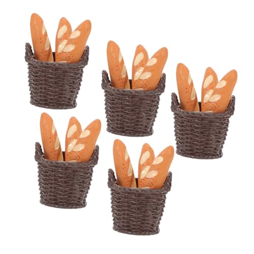 SOIMISS 5 Satz Teiliges Miniatur Baguette mit Realistischen Brotkörben für Puppenhausdekoration Vielseitige Falsche Brotdarstellung für Fotografie Miniatur Bäckerei Requisiten von SOIMISS