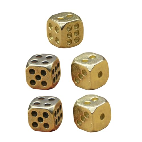 SOIMISS 5 Stück Messingwürfel lichtwürfel Vintage Retro - Party Phantasie einzigartig klein Kupferwürfel Spielstütze Spiel Metallwürfel reines Kupfer von SOIMISS
