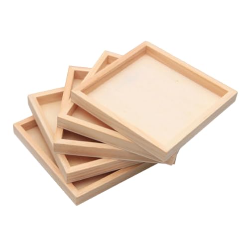 SOIMISS 5 Stück Teiliges Holztablett Quadratisch Puzzle Ablage Puzzle Sortier Aufbewahrungstablett Stabil Sicher für Bausteine und Kleinteile Organizer von SOIMISS