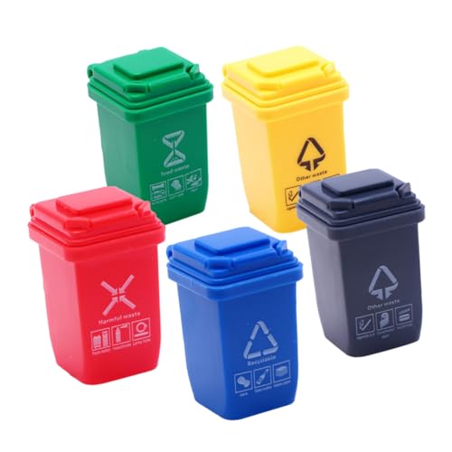 SOIMISS 5 Stück Teiliges Mini Mülltonnen Robuste Miniatur Mülleimer für Puppenhaus Vielseitige Dekoration für Sandtisch Detailreiche Mini Abfallbehälter Langlebig und Kreativ für DIY von SOIMISS
