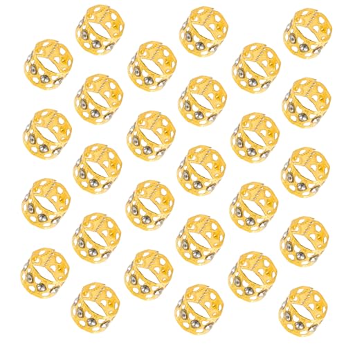 SOIMISS 50 Stück Metall Haarringe mit Hohlmuster und Strass Polierte Haar Manschetten für Zöpfe und Dreadlocks Einfaches Einsetzen Modischer Haarschmuck für Damen und Herren Goldfarben von SOIMISS