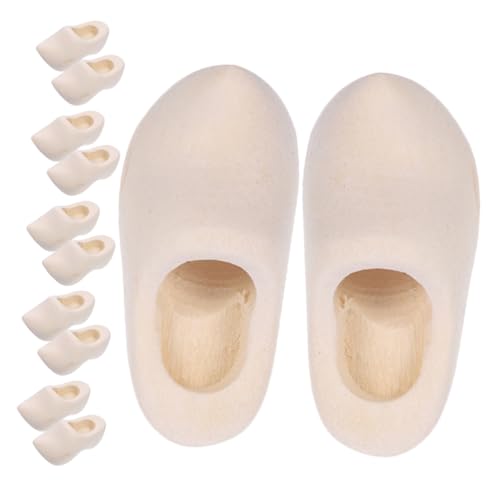 SOIMISS 6 Paare Mini Holzschuhe Unbemalt Miniatur Niederländische Holzclogs Puppenhaus Deko DIY Basteln Modellbau Zubehör Langlebiges Naturholz Detailliert von SOIMISS