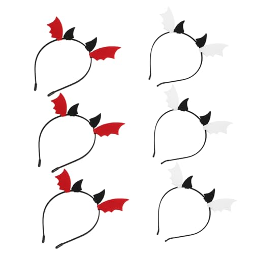 SOIMISS 6 Stück Halloween Haarreifen mit Teufelshörnern und Fledermausohren Leichtes Cosplay Accessoire für Damen und Bequemes Festival Stirnband für Party und Kostüm von SOIMISS